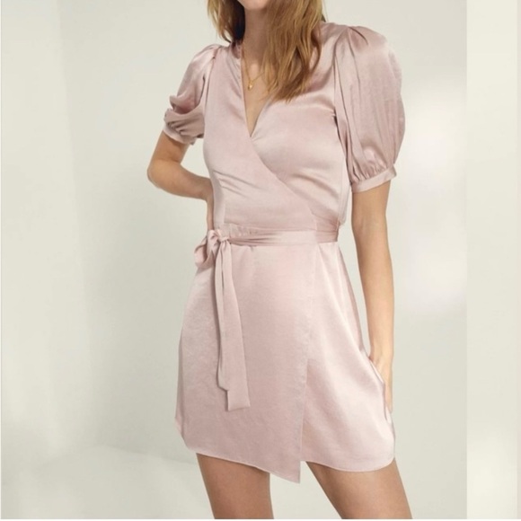 Wilfred Aritzia Lune Wrap Dress in Mauve Mousse Pink Sz Large - Picture 1 of 12